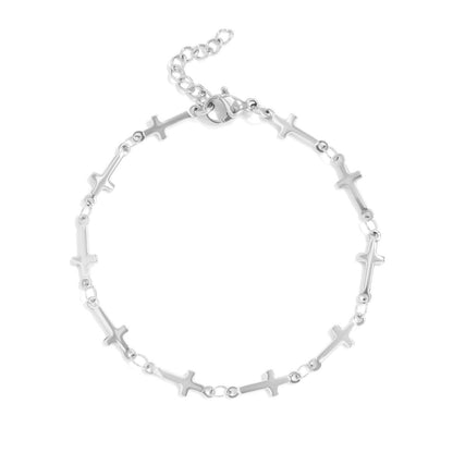 18K Gold PVD Stainless Steel Cross Chain Bracelet - Nifty Decor & More
