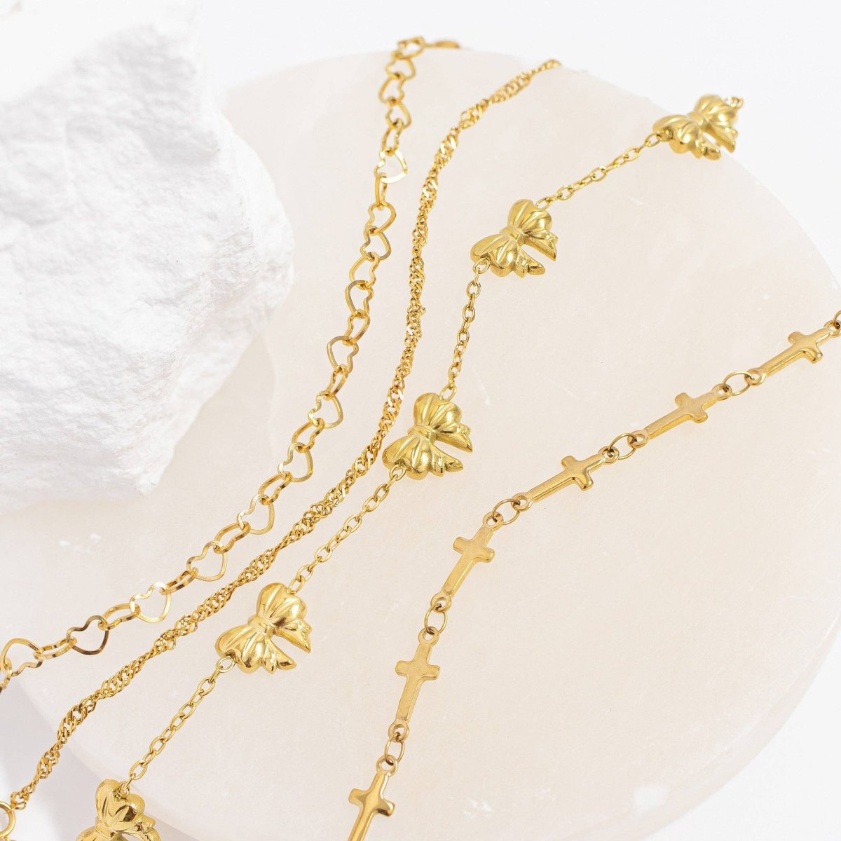 18K Gold PVD Stainless Steel Cross Chain Bracelet - Nifty Decor & More