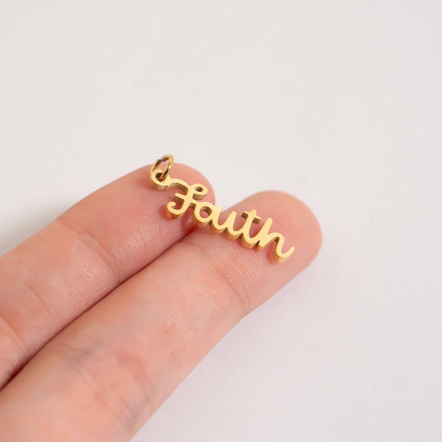 18K Gold PVD Stainless Steel Faith Charm - Nifty Decor & More
