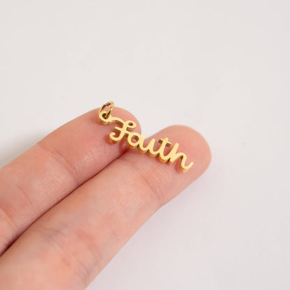 18K Gold PVD Stainless Steel Faith Charm - Nifty Decor & More