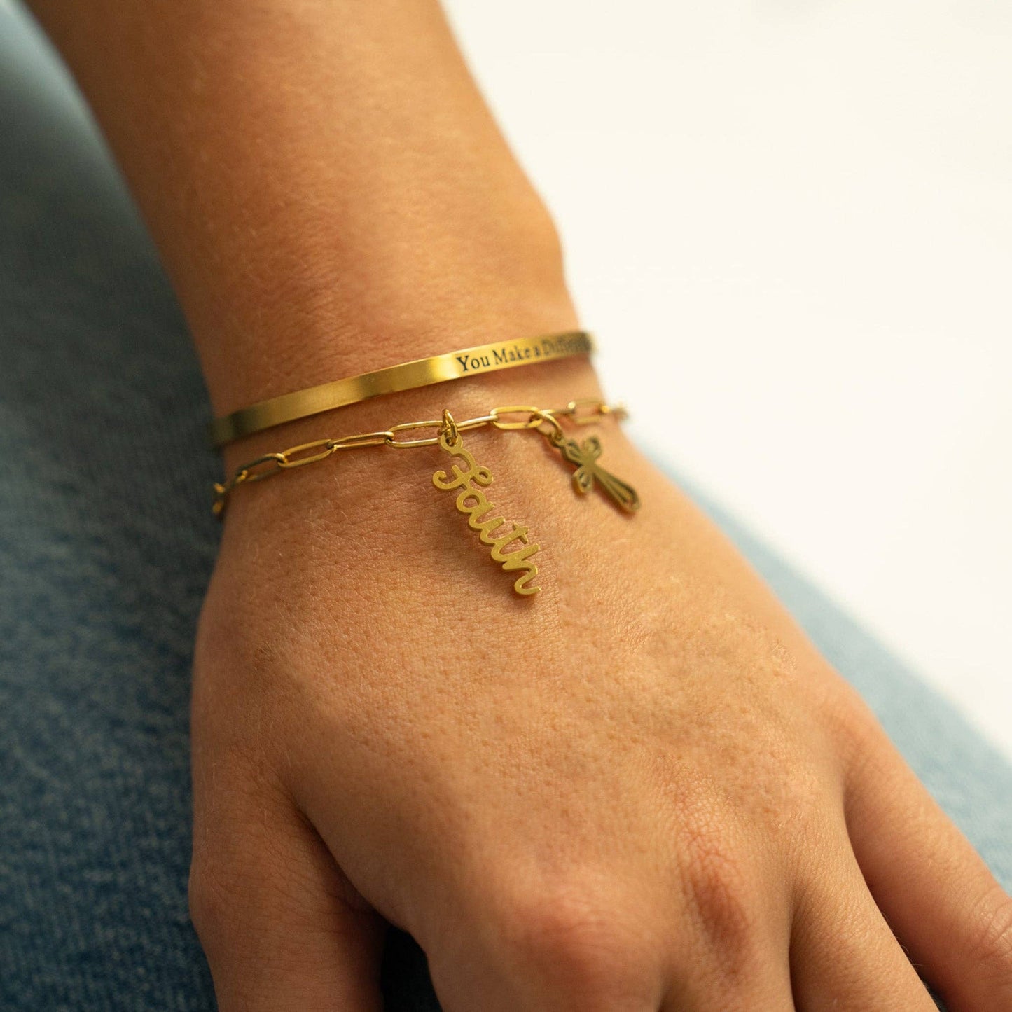 18K Gold PVD Stainless Steel Faith Charm - Nifty Decor & More