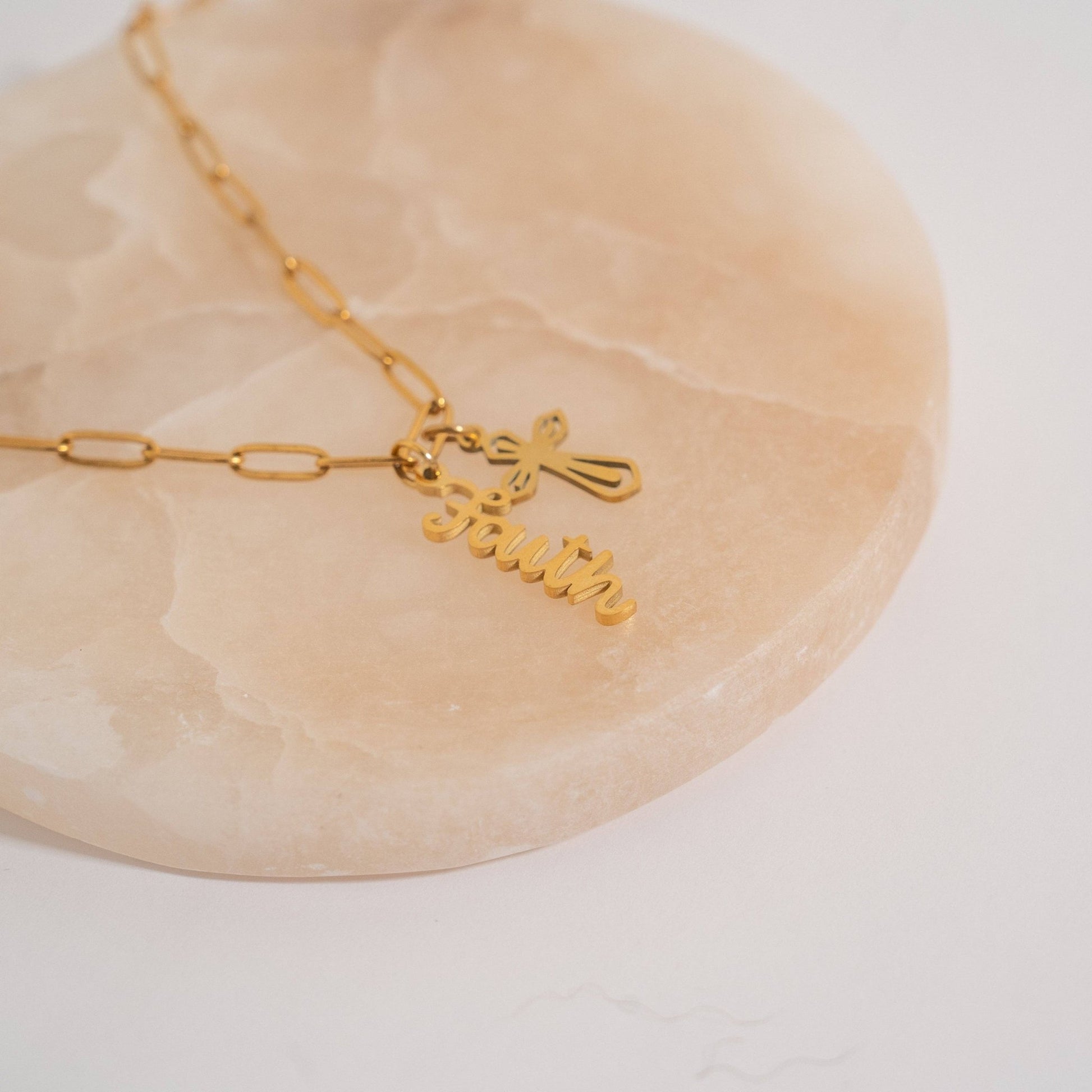 18K Gold PVD Stainless Steel Faith Charm