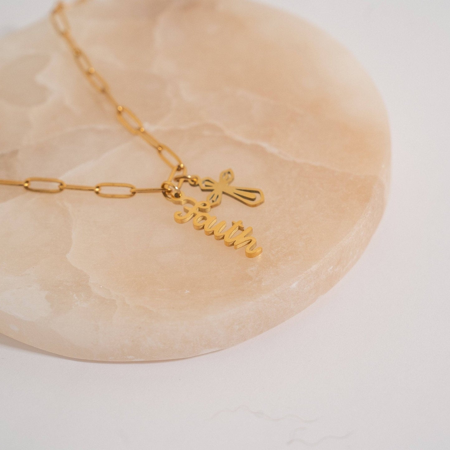 18K Gold PVD Stainless Steel Faith Charm - Nifty Decor & More