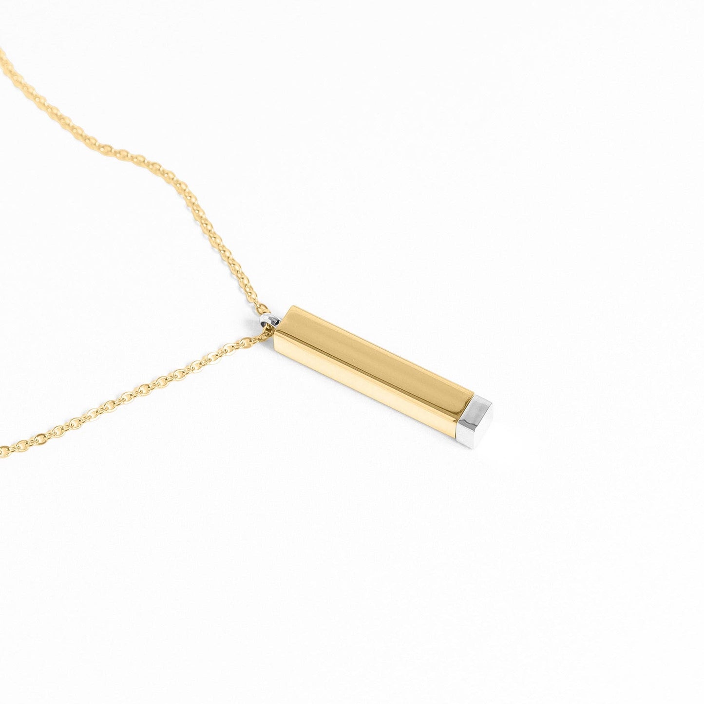 18K Gold PVD Stainless Steel Hidden Message Sliding Blank Bar Necklace - Nifty Decor & More