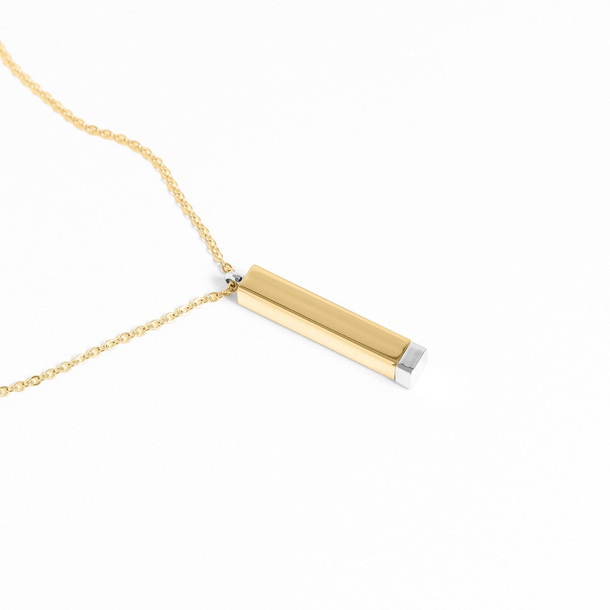 18K Gold PVD Stainless Steel Hidden Message Sliding Blank Bar Necklace - Nifty Decor & More