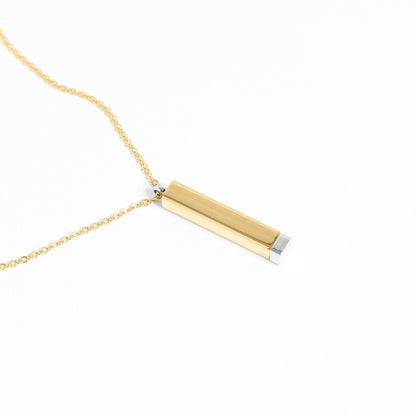 18K Gold PVD Stainless Steel Hidden Message Sliding Blank Bar Necklace Engravable Necklace