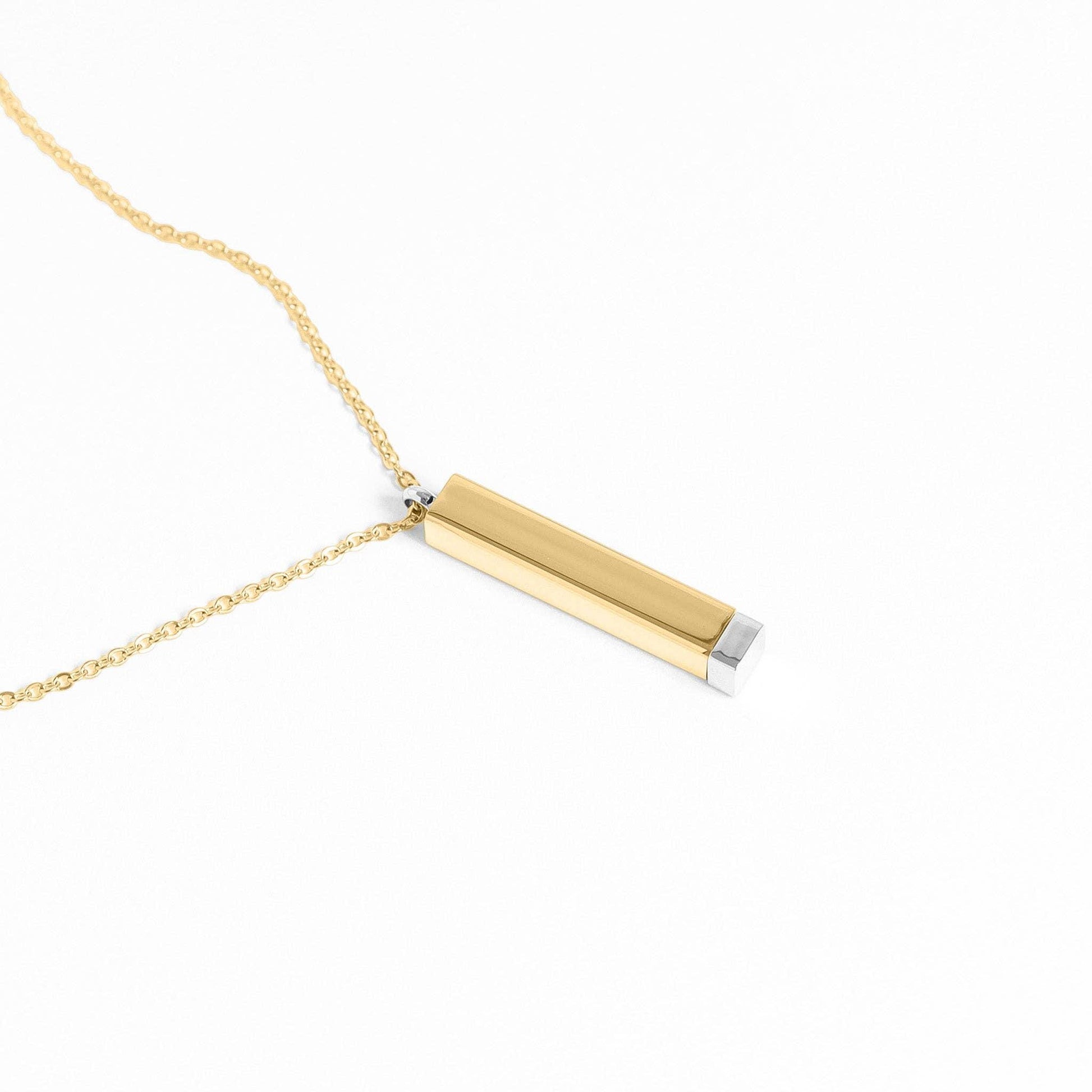 18K Gold PVD Stainless Steel Hidden Message Sliding Blank Bar Necklace - Nifty Decor & More