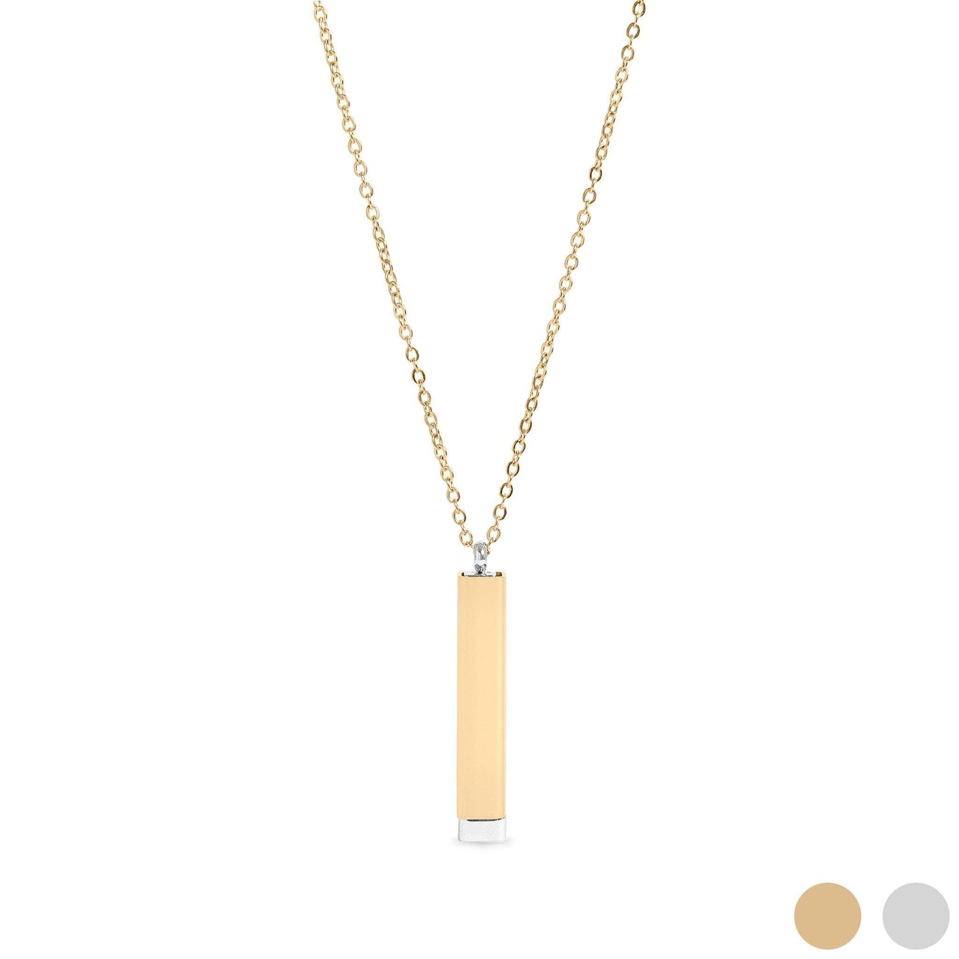 18K Gold PVD Stainless Steel Hidden Message Sliding Blank Bar Necklace - Nifty Decor & More
