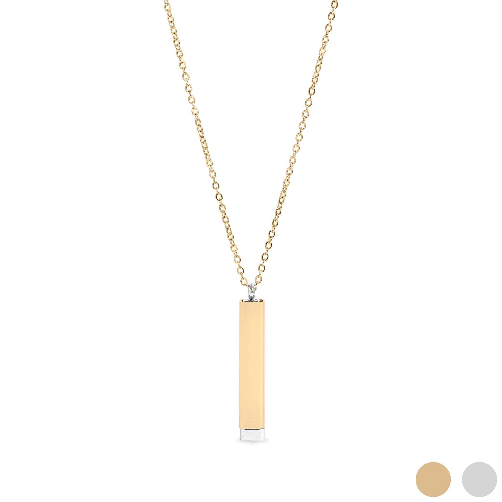 18K Gold PVD Stainless Steel Hidden Message Sliding Blank Bar Necklace - Nifty Decor & More