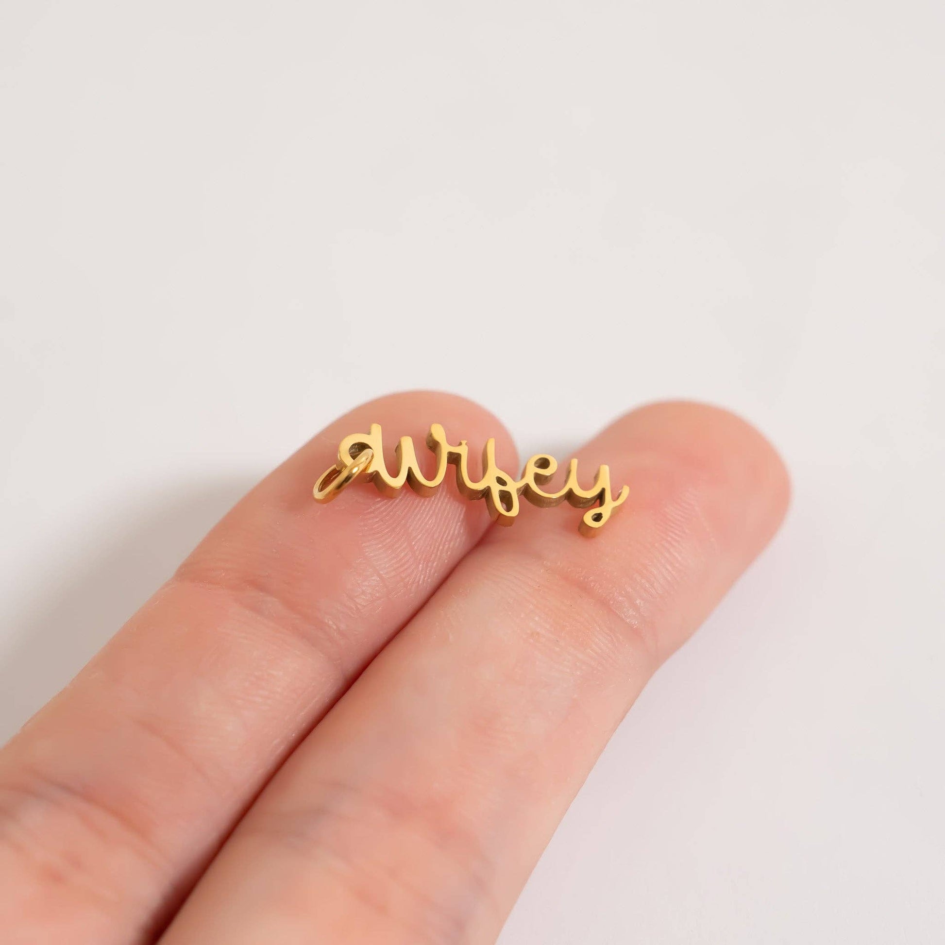 18K Gold PVD Stainless Steel "Wifey" Charm