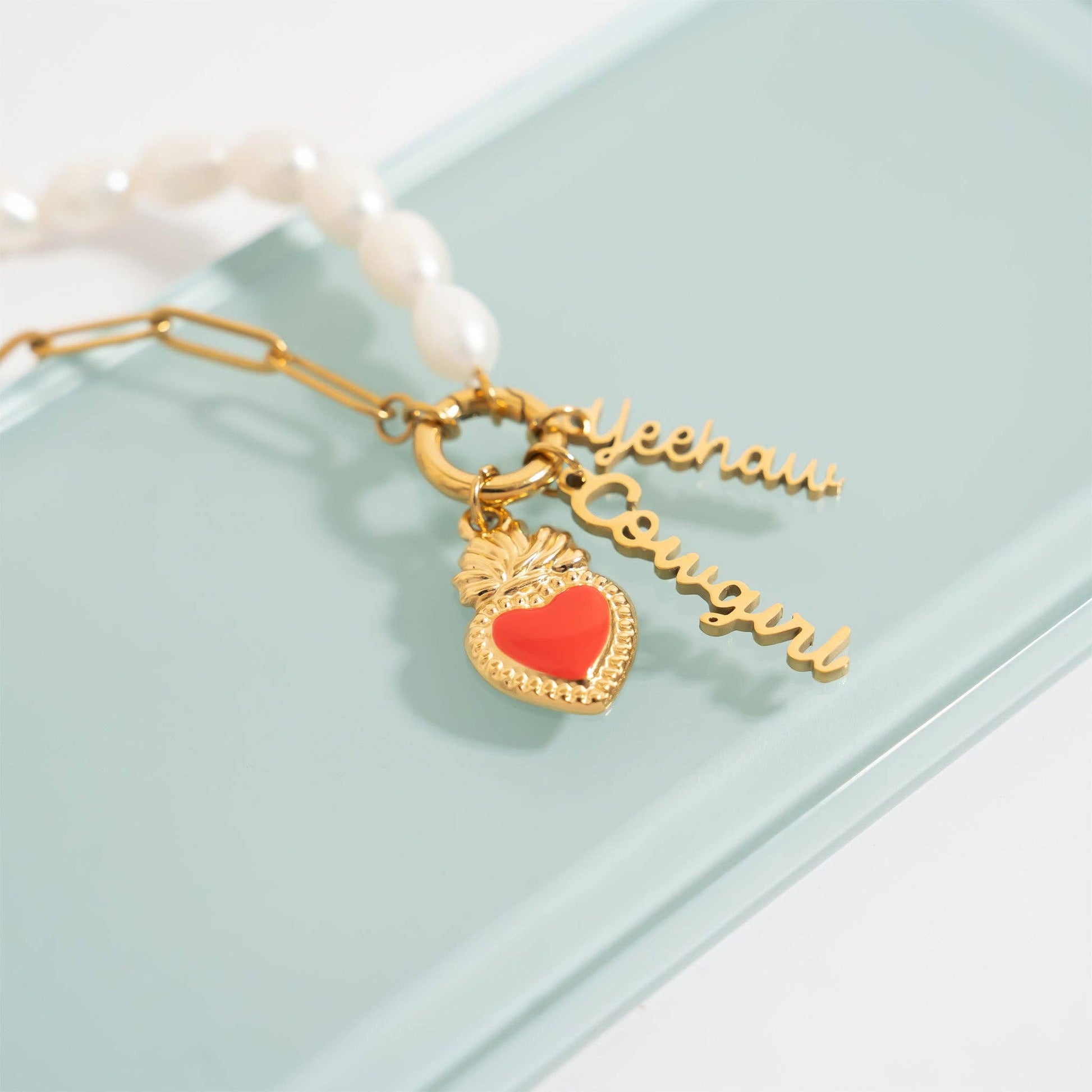 18K Gold PVD Stainless Steel Yeehaw Charm - Nifty Decor & More