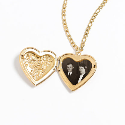 18K Gold Rose Heart Locket, Stainless Steel PVD Coated Pendant for Cherished Memories, Anniversary Gift - Nifty Decor & More