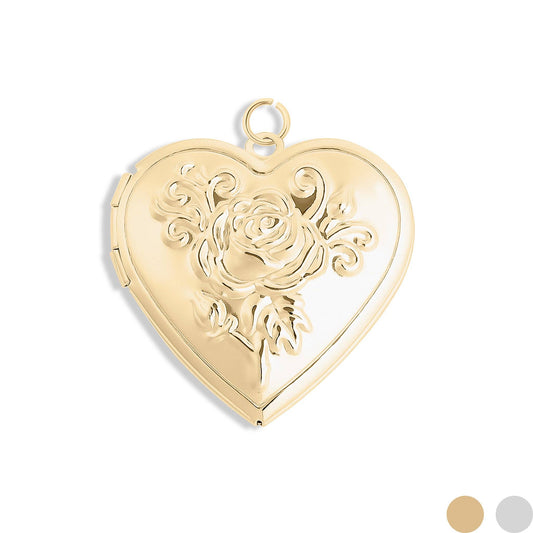 18K Gold Rose Heart Locket, Stainless Steel PVD Coated Pendant for Cherished Memories, Anniversary Gift Heart Locket charm