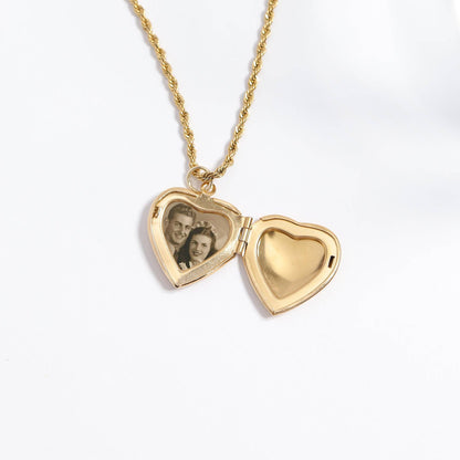 18K Gold Rose Heart Locket, Stainless Steel PVD Coated Pendant for Cherished Memories, Anniversary Gift - Nifty Decor & More