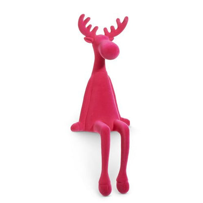 19" Hot Pink Flocked Sitting Moose - Nifty Decor & More