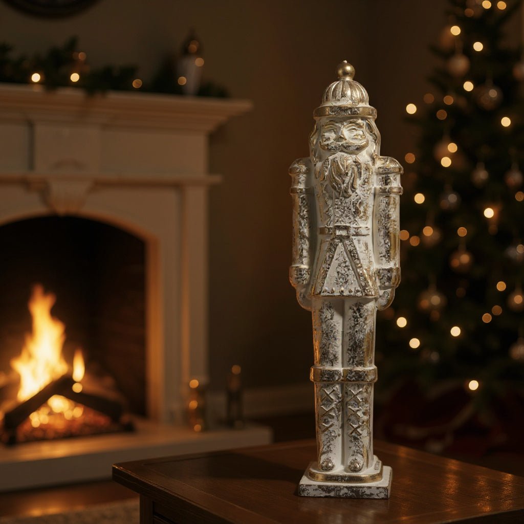 19" Whitewash Gold Nutcracker