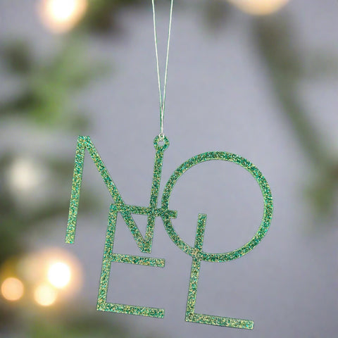 Acrylic Christmas Ornaments  Noel - Green (Silver String)  