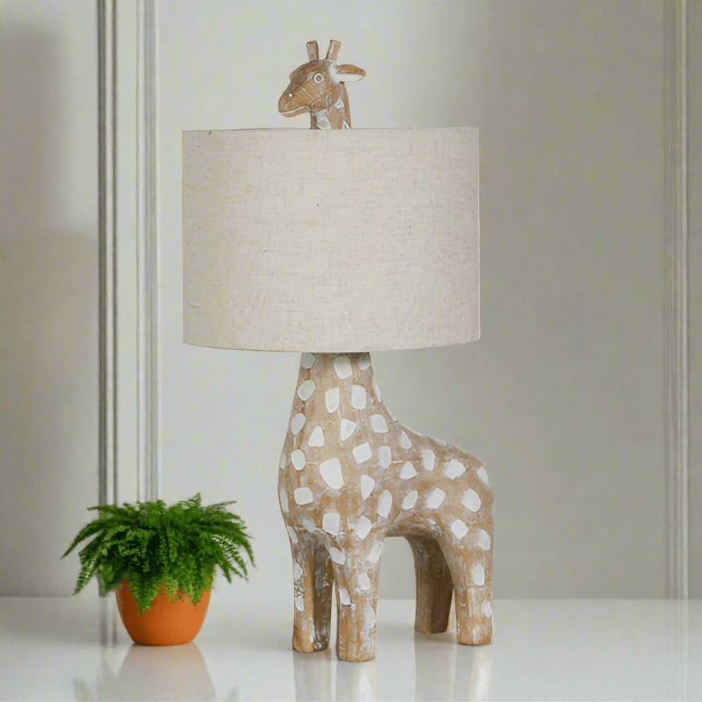 19.5" Giraffe Lamp - Adorable Kids Room Décor, Stylish Table Lamp with Shade, Unique Gift for Baby Shower & Nursery - Nifty Decor & More