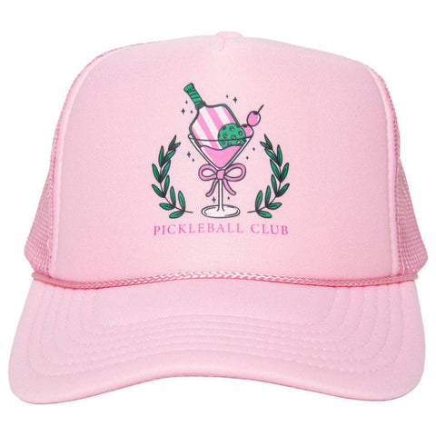 Pickleball Club Martini Foam Trucker Cap, Chic Girly Summer Hat, Fun Outdoor Sun Protection, Trendy Gift for Her Trucker Hats Light Pink
