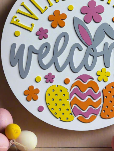 Every Bunny’s Welcome Hanger | Colorful Spring Easter Wall Decor | Cute Bunny Decor for Home