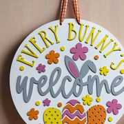 Every Bunny’s Welcome Hanger | Colorful Spring Easter Wall Decor | Cute Bunny Decor for Home