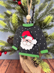 Ugly Sweater Ornaments  Santa  