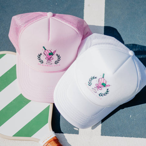 Pickleball Club Martini Foam Trucker Cap, Chic Girly Summer Hat, Fun Outdoor Sun Protection, Trendy Gift for Her Trucker Hats