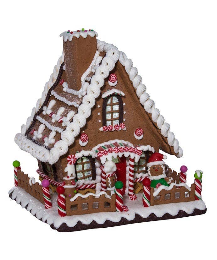 10"B/O CLAYDGH LED GINGERBREAD HOUSE TABLETOP