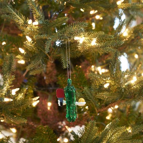 Christmas Pickleball Glass Ornament, Unique Holiday Keepsake Decoration, Ideal Gift for Pickleball Players and Fans
