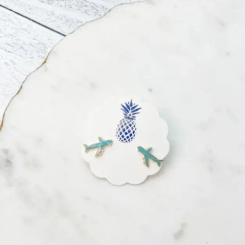 Airplane Enamel Stud Earrings