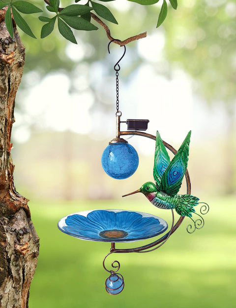 Hummingbird Solar Birdfeeder, solar powered bird feeder for outdoor nature watching, unique gift for Mother’s Day and bird lovers