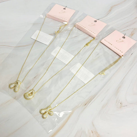 Crystal Bubble Initial Necklace, Sparkling Preppy Charm Necklace, Trendy Accessory for Women, Gift Idea
