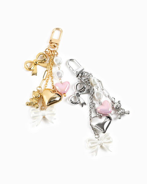 Multi Line Puff Heart Bear Bag Charm Bag charm