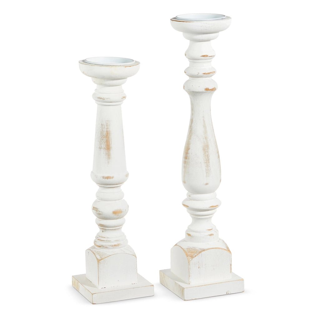 20" Distressed White Candle Holders - Nifty Decor & More