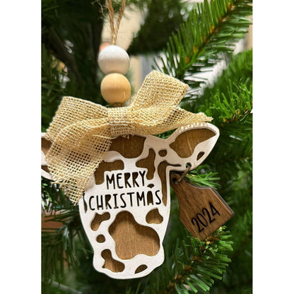 2026 Merry Christmas Cow Ornament - Nifty Decor & More