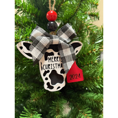 2026 Merry Christmas Cow Ornament - Nifty Decor & More