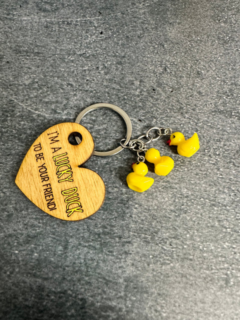 Duck. Duck. Valentine  3 Mini Ducks Keychain I’m a Lucky Duck to be your friend 
