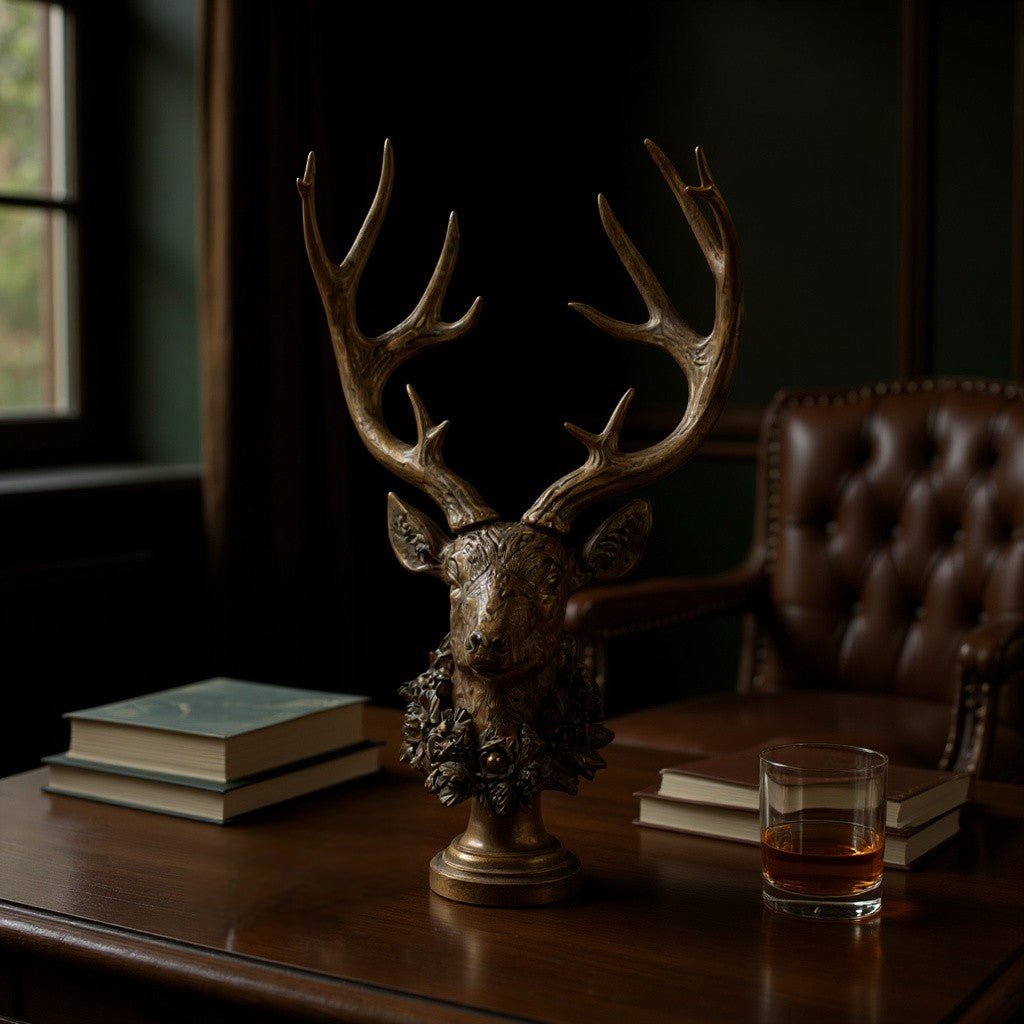 21.5" Antique Buck with Wreath