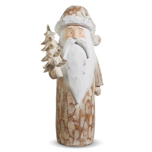 21.5" Natural Distressed Carved Santa - Nifty Decor & More