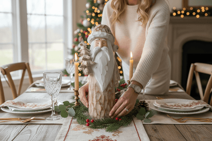 21.5" Natural Distressed Carved Santa - Nifty Decor & More