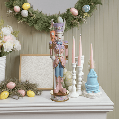 21.5" Pink Easter Bunny Nutcracker - Nifty Decor & More
