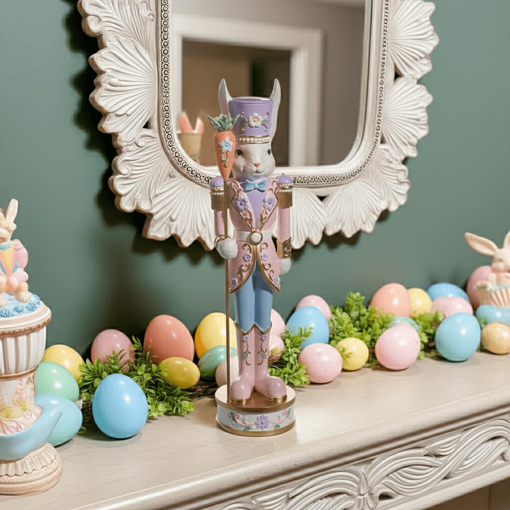 21.5" Pink Easter Bunny Nutcracker - Nifty Decor & More