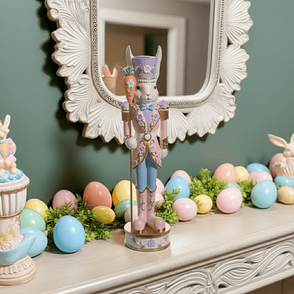 21.5" Pink Easter Bunny Nutcracker - Nifty Decor & More