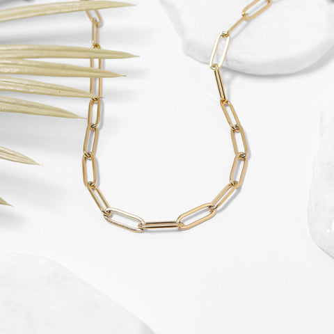 Paperclip Chain Necklace, 18K Gold PVD Finish, Stylish Preppy Jewelry, Mother&