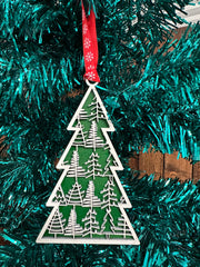 Snowflake Christmas Tree Ornaments  Tree 2 - Green  