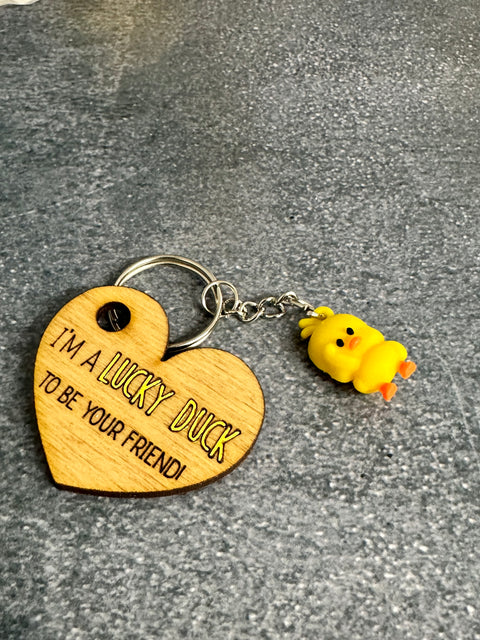 Duck. Duck. Valentine  Mini Duck Keychain I’m a Lucky Duck to be your friend 