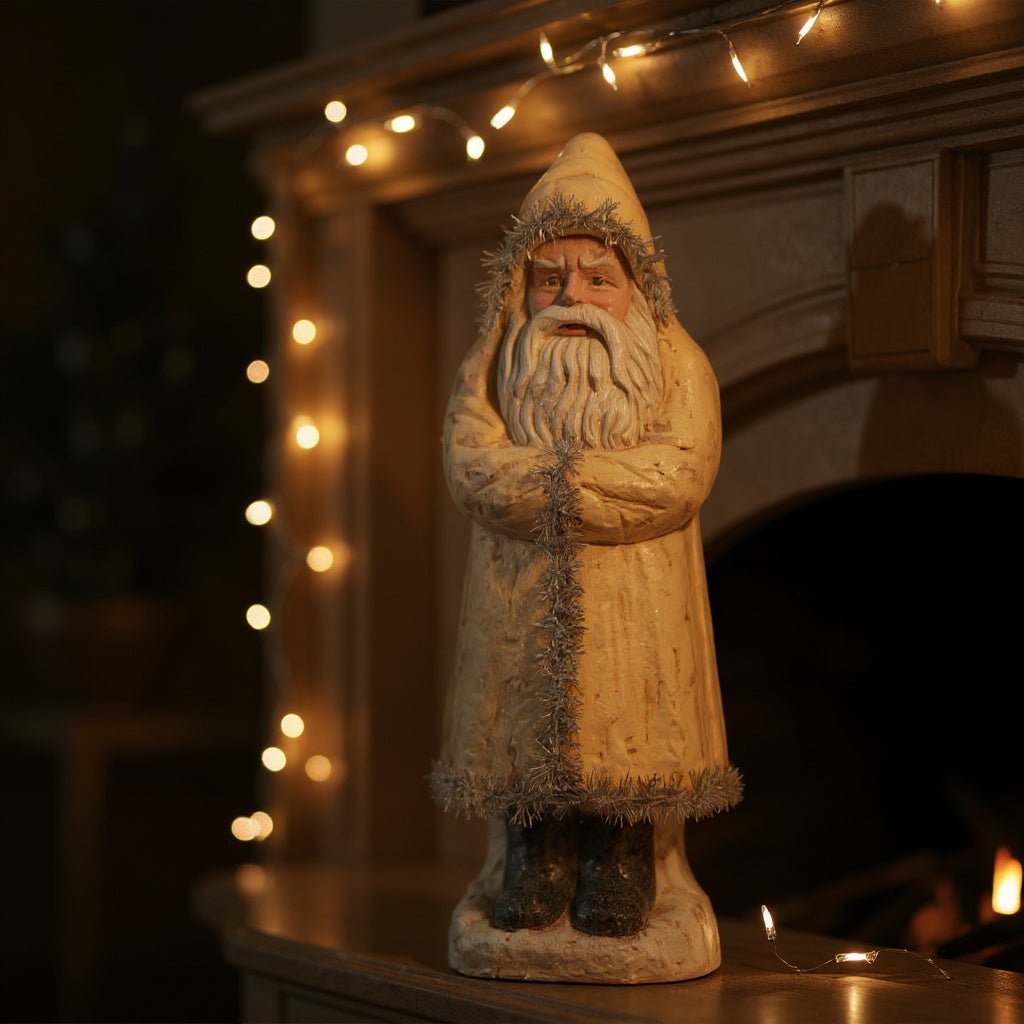 22" Cream Tinsel Old World Santa