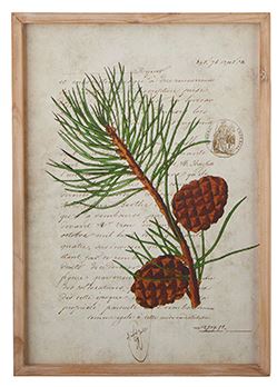 22" Pinecone Branch Framed Wood Wall Art - Rustic Winter Print by Tina Higgins - Nifty Decor & More