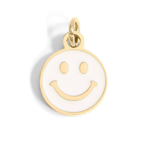8K Gold PVD Smiley Face Charm, Colorful Epoxy Finish, Perfect for Bracelets & Necklaces, Trendy Gift for Jewelry Lovers Coquette Charms White