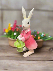 RAZ - 15.5" Bunny Figurine in Pink Jacket, Cute Easter Decoration & Gift, Resin Bunny for Home Decor